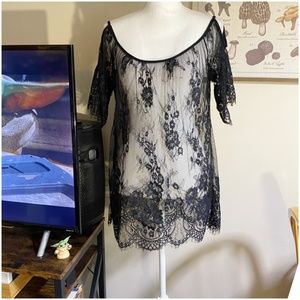 Black Lace Lingerie Shirt